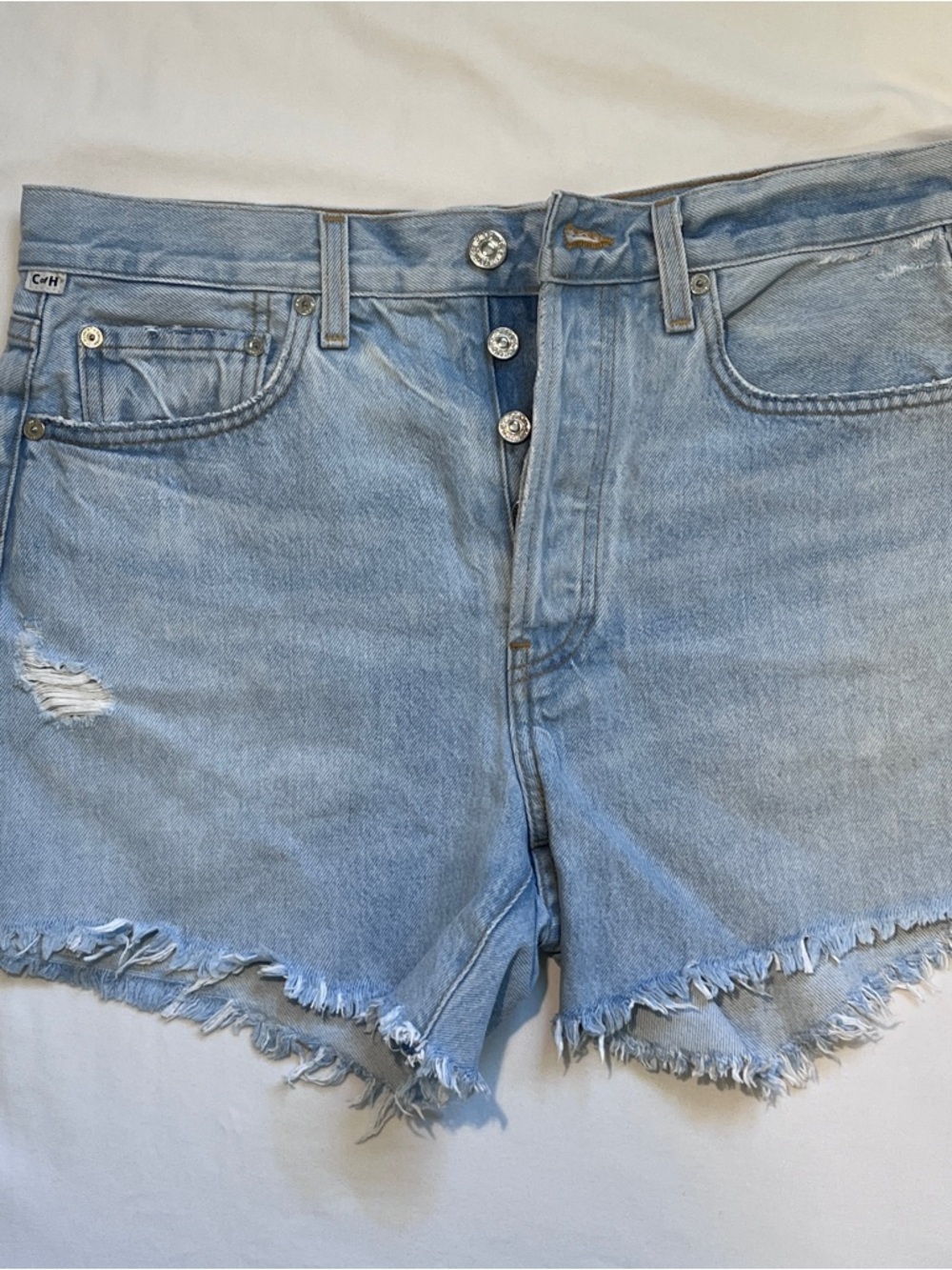 Citizens Of Humanity Denim Shorts, Distressed Light Wash